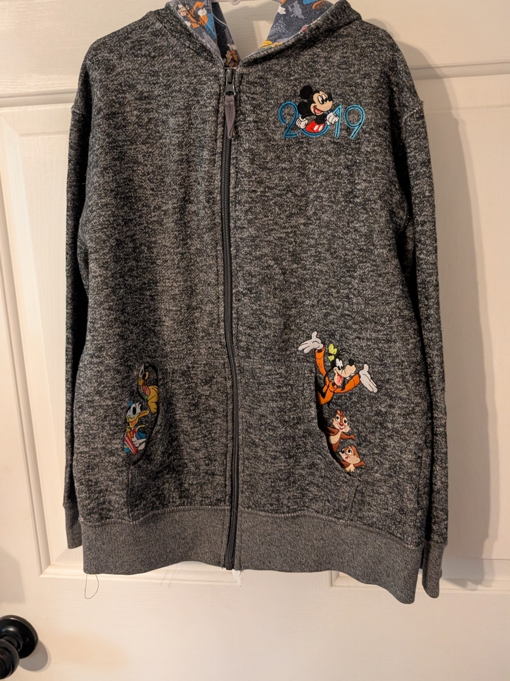 2019 Disney Parks Full Zip Hoodie Sweatshirt Embroidered Mickey Mouse Youth XL
